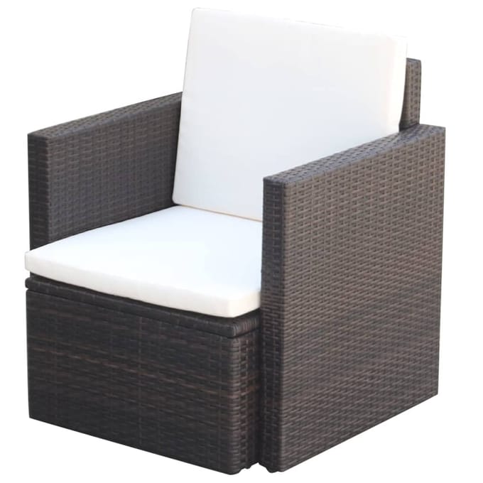 vidaXL - Tuinstoel - met - kussens - poly - rattan - bruin