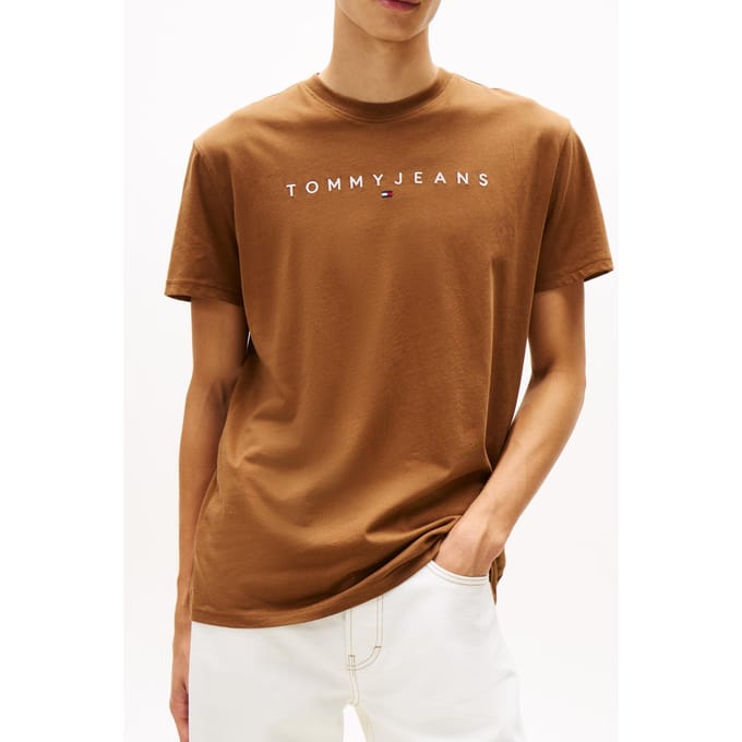 Tommy Hilfiger Regular Linear Logo Tee Pecan Nut Multi Taglia: S | Magliette basic Outlet | Uomo