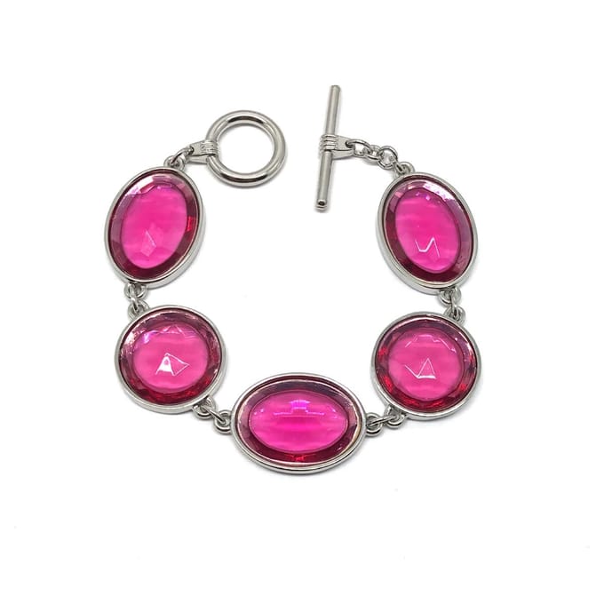 Behave Armband met roze stenen - 16,5 cm