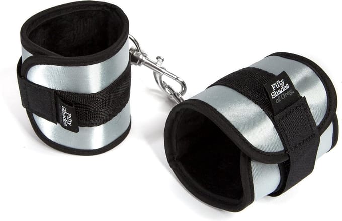 Fifty Shades Handboeien - Fluweel - Zilver/ Zwart