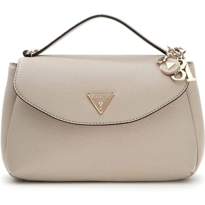 GUESS schoudertas handtas Evie Top Handle Flap Bag Light Taupe crème