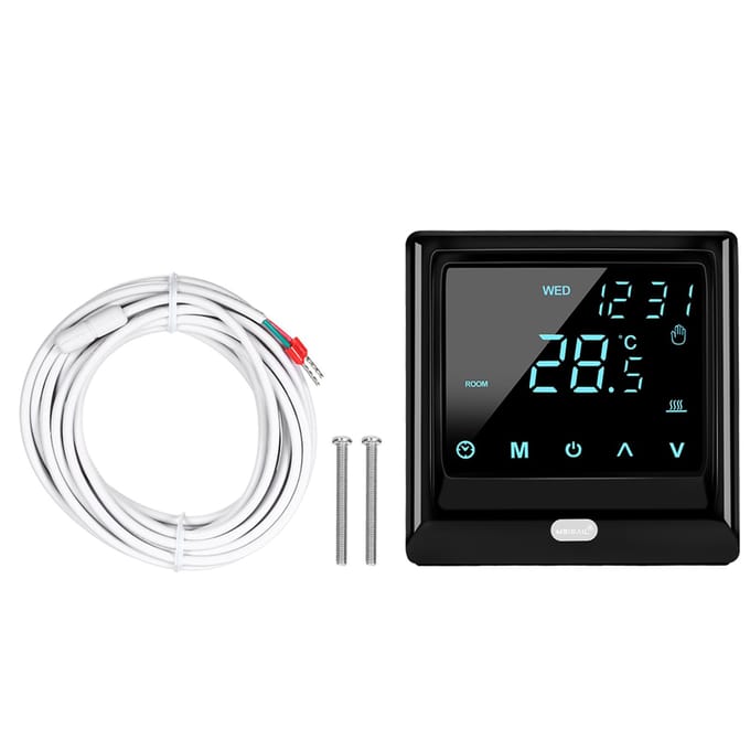 Wi-Fi Smart Thermostaat 16A Digitale Temperatuurregelaar APP Afstandsbediening Wekelijkse Circulatie zwart