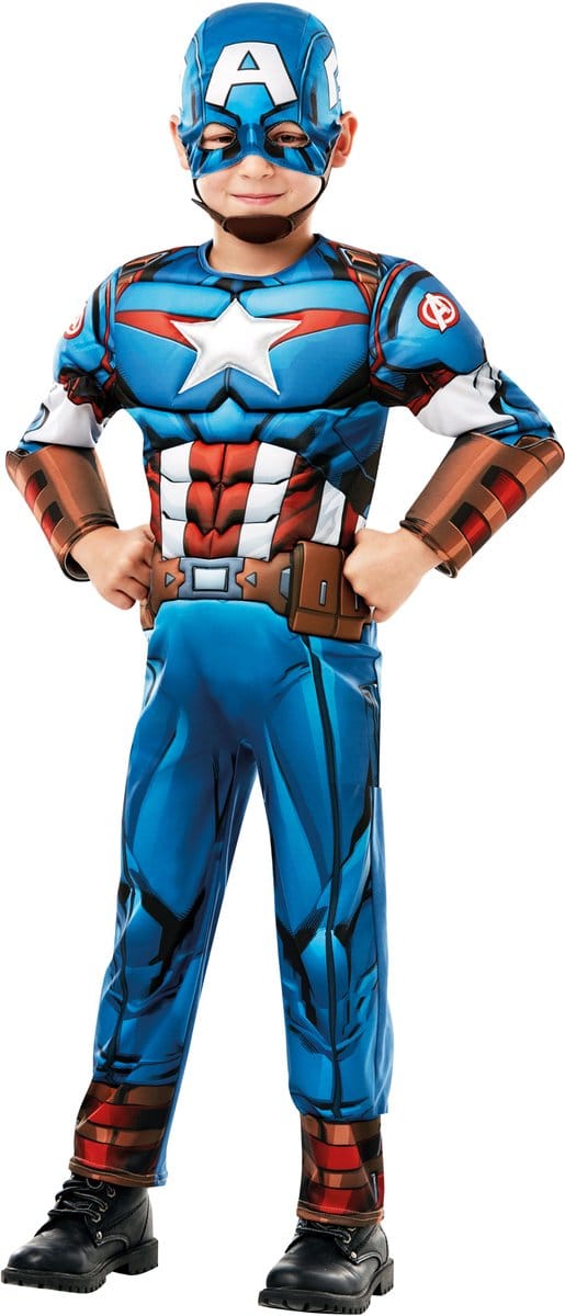 Captain America Verkleedset Kinderkostuum - Rubies - Maat 5-6 Jaar