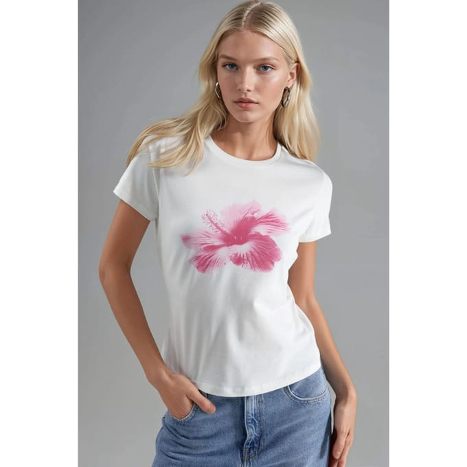 Gemusterde Strakke T-Shirt