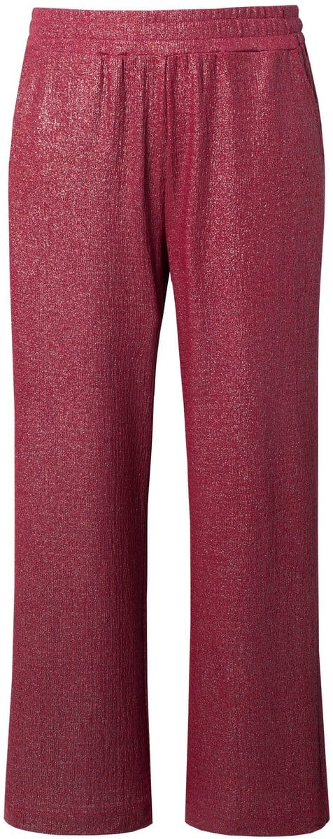 Studio Untold - Dames - Broek wijde pijpen structuur en glitter - Donker kersenrood - Maat 50