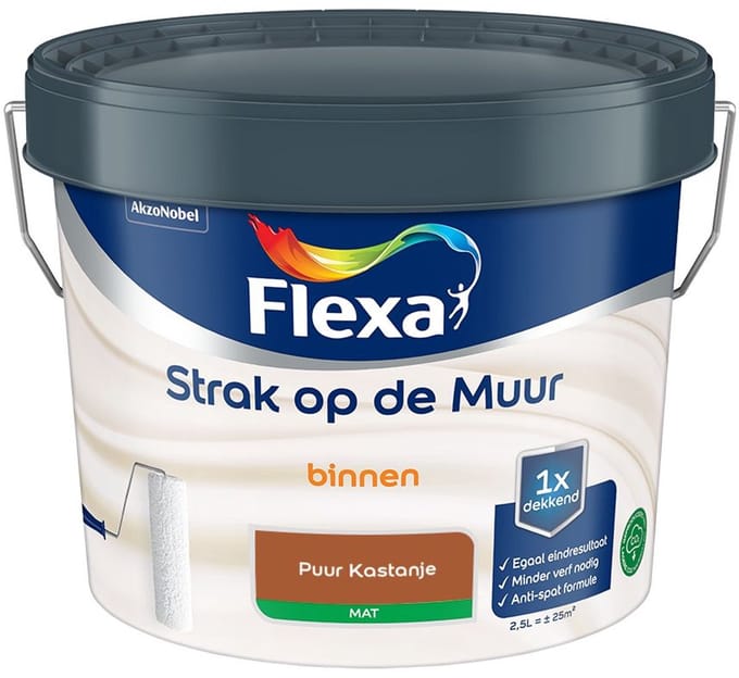 Flexa - Strak Op De Muur Binnen Mat - Puur Kastanje - Mengverf - 2,5 L