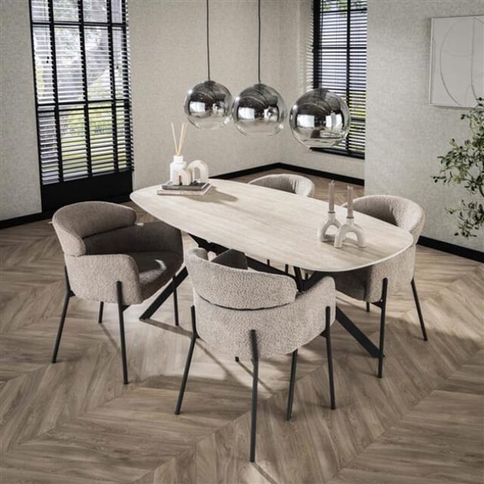 Hoyz Collection - Eetkamertafel Ceramic - Ceramic Travertine - 180x90x76