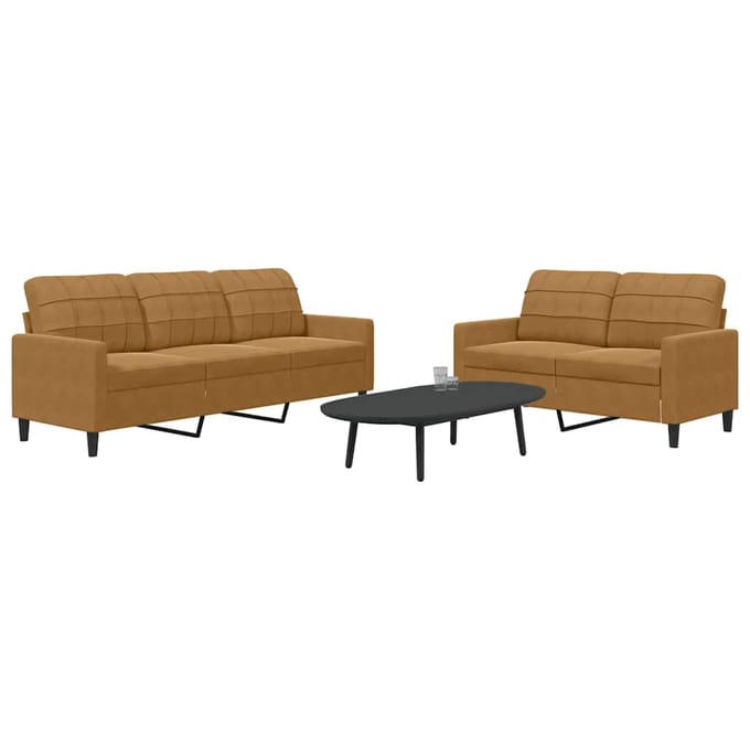 vidaXL - 2-delige - Loungeset - met - kussens - fluweel - bruin