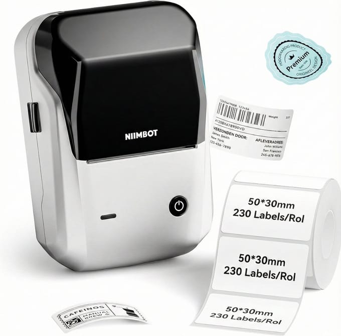 Niimbot B1 - Draagbare Labelprinter - Zwart - bluetooth - printbreedte 25-50mm - direct thermisch - 203dpi - 1500mAh