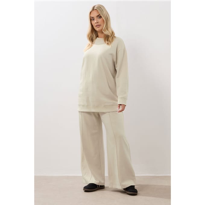 Yours Set Ivoorwitte Sweatshirt En Wijde Joggingbroekset Size 48
