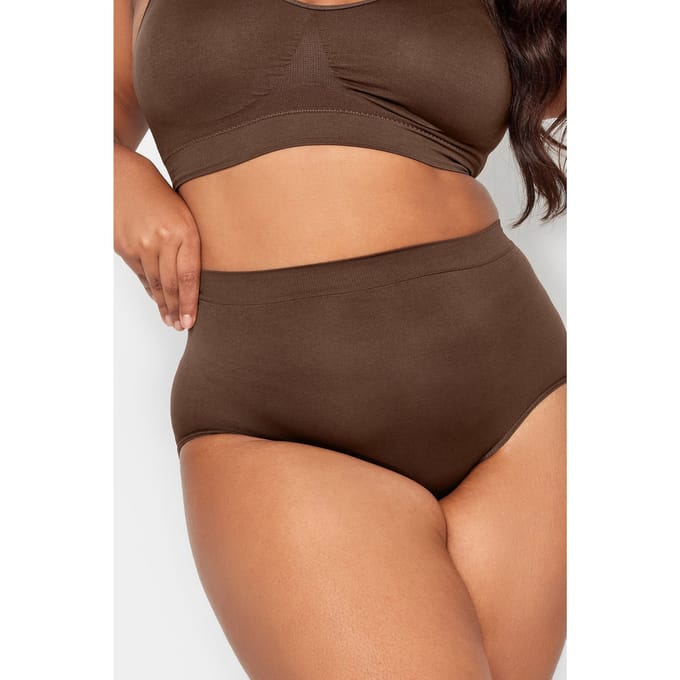 Yours Naadloze Slip Met Hoge Taille In Bruinsize 46-48