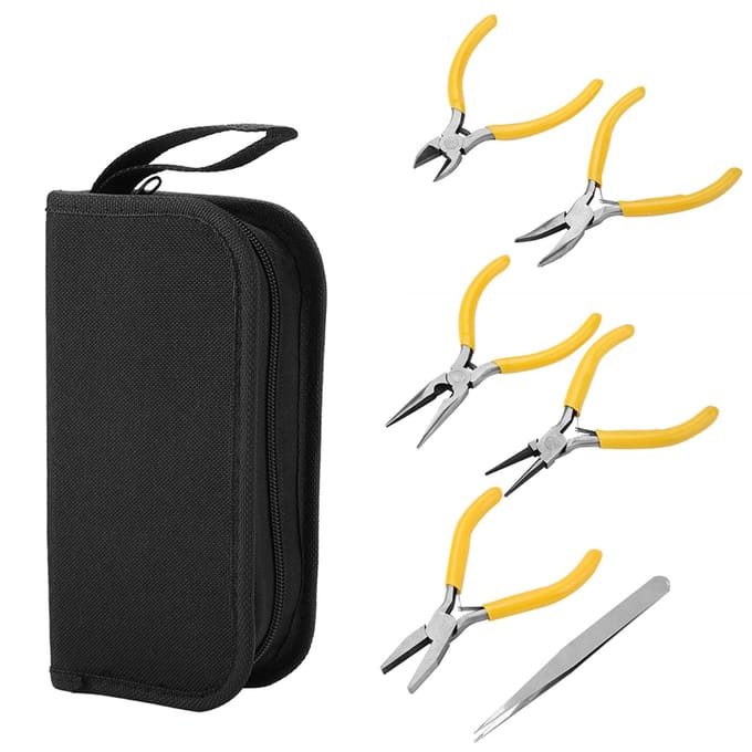 5 stks Professionele Sieraden Tangen Gereedschap Kit Ronde Gebogen Neus Kralen Maken DIY wit