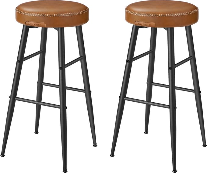 VASAGLE - Barkruk - Set van 2 - Keukenstoel - Kunstleer - Voor Thuisbar