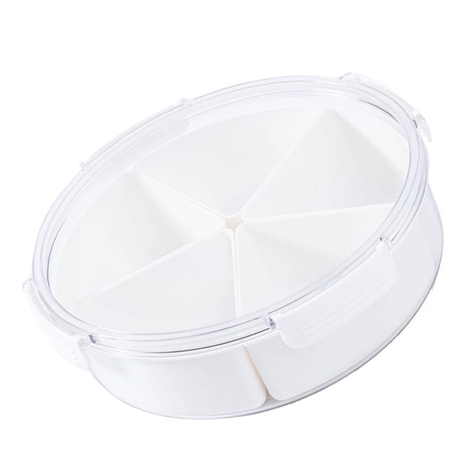 Snackdoos met 4 compartimenten Transparant Multifunctioneel Luchtdicht Afgescheiden Voedselopbergcontainers voor Kantoor Rond white