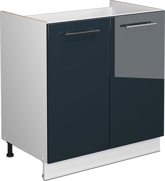 Vicco Fame-Line Keukenkasten – 80 cm, WB Eik Donkerblauw hoogglans