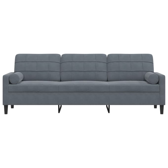 vidaXL - 3-zitsbank - met - sierkussens - 210 - cm - fluweel - donkergrijs
