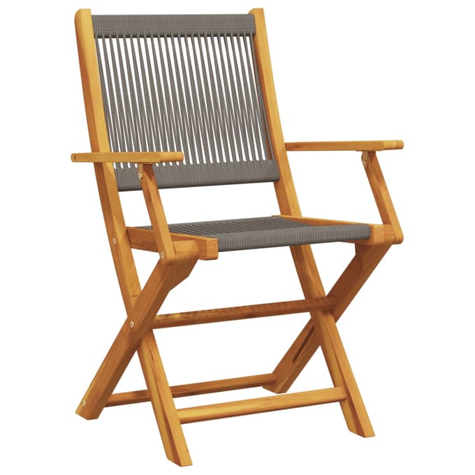 vidaXL - Opklapbare - stoelen, - 4 - stuks, - grijs, - massief - acaciahout
