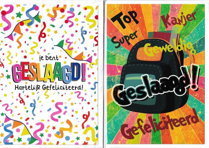 Geslaagd Wenskaarten – 20 Stuks - Jij bent Geslaagd! Hartelijk Gefeliciteerd - GES-010