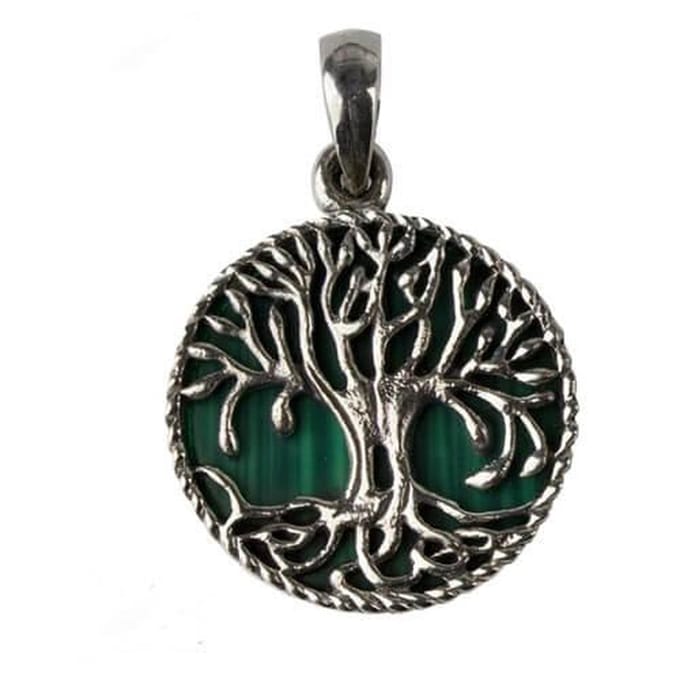 Hanger - Tree of Life - 925 silver Malachit