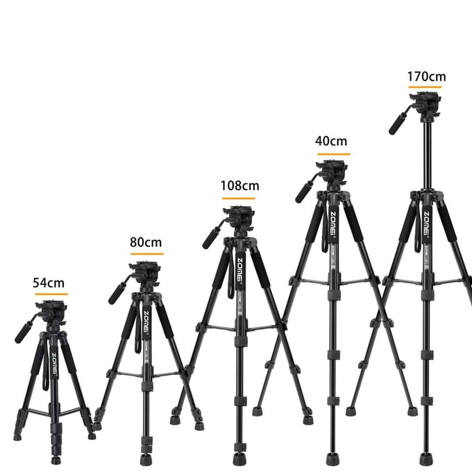 ZOMEI Q310 Professionele camera van aluminiumlegering Videostatief 4-delige uitschuifbare statiefmonopod met zwart
