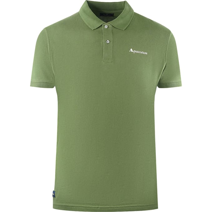 Aquascutum Brand Logo Plain Army Green Polo Shirt