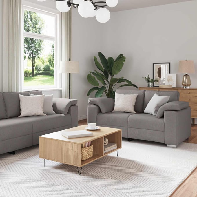 vidaXL Bank 2 pcs Taupe 219 x 80 x 82 cm Stof