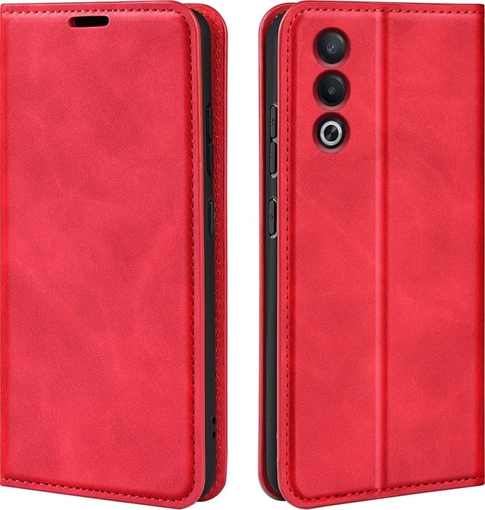 MobyDefend Hoesje - Geschikt voor Oppo A80 5G - Luxe Wallet Bookcase (Magnetische Sluiting) - Rood