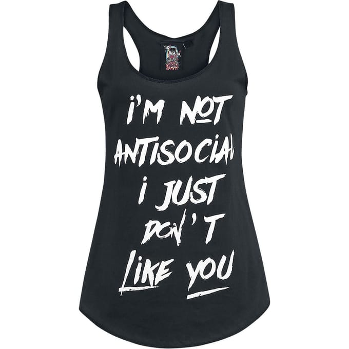 Sprüche - Fun Top - Not Antisocial - L tot XL - voor Vrouwen - zwart