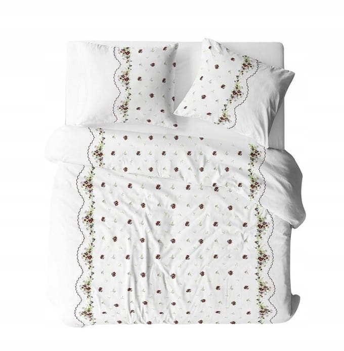 Kora Beddengoed 140x200 Rood Rand Knopen 100% Katoen