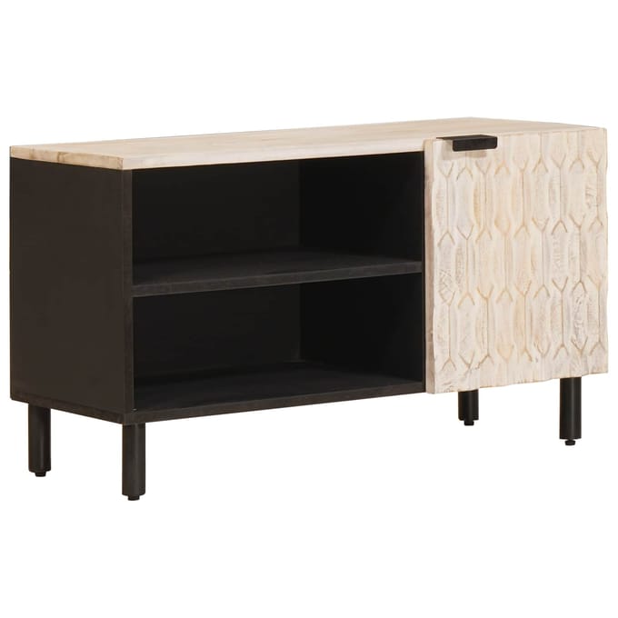 vidaXL - TV - Kast - Witte - Was - Afwerking - 80 - x - 33 - x - 46 - cm - Massief - Mango - Hout