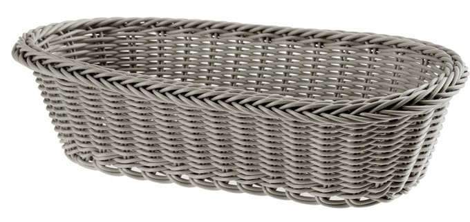 Ovale mand voor brood en bestek, grijs, 29x15x8 cm