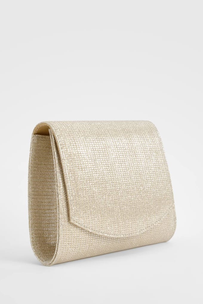 boohoo Dames Gouden Glitter Envelop Clutch Tas | Gold