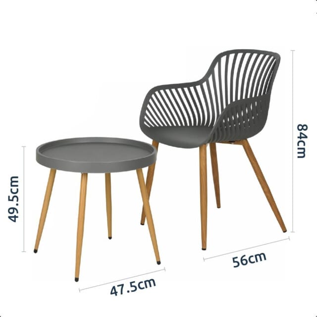 Comfortabele Tuinset 3-delig - 2 kuipstoelen+tafel - Grijs