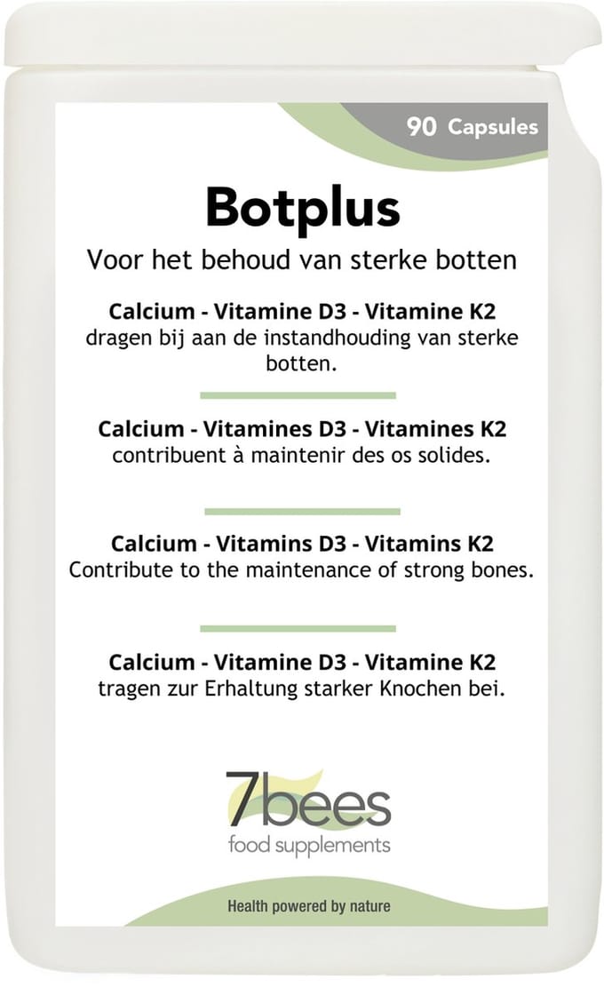 7Bees | Botplus - 90 capsules | Voor botten met Calcium, Vitamine D3 en Vitamine K2