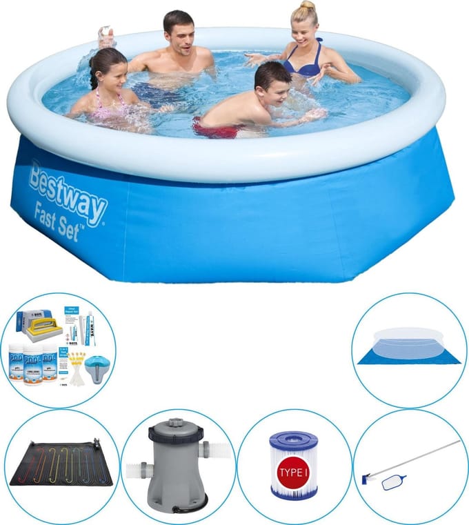 Fast Set Rond 244x66 cm - 7-delig - Zwembad Met Accessoires