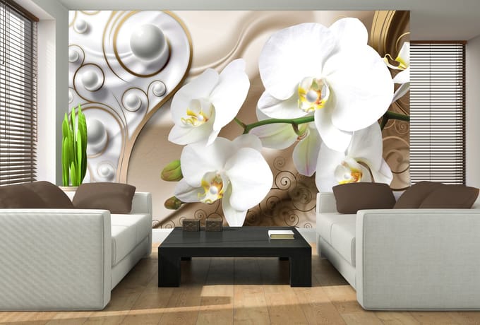 Abstract Orchid Flower Design Photo Wallcovering
