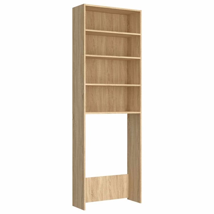 vidaXL - Wasmachinekast - 64x24x190 - cm - wit - en - sonoma - eikenkleurig
