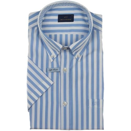 Paul & Shark Overhemd Soft Touch Cotton Poplin Stripe Shirt Wit - Licht Blauw / male