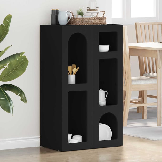 vidaXL - Dressoir - ELST - Zwart - 59 - x - 35 - x - 100,5 - cm - Bewerkt - hout