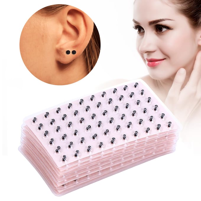 600 stuks Acupunctuur Therapie Oorsticker Druk Massage Boon white