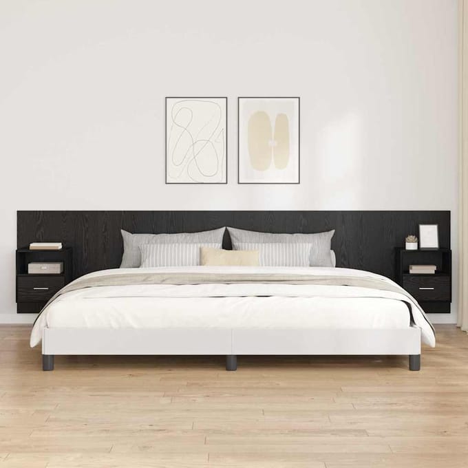 vidaXL - Hoofdeinde - Met - Kast - 3 - st - Zwart - Eiken - Bewerkt - hout