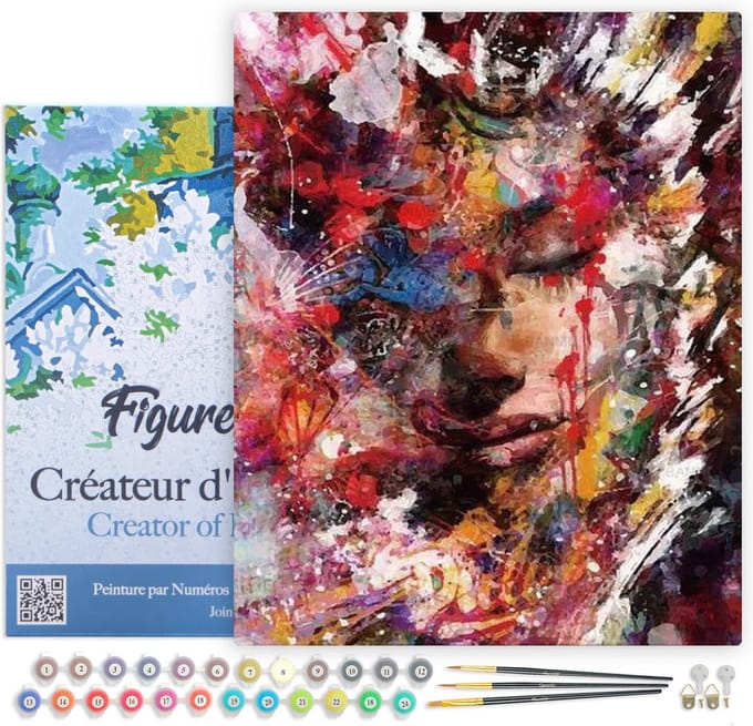 Figured'Art Schilderen op Nummer Volwassenen - Abstract gezicht met acrylverf