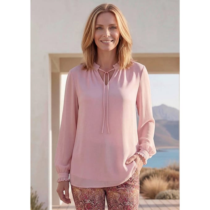 Crêpe blouse met ruches - rosé - Gr. 21 van Goldner Fashion