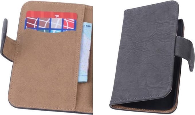 Grijs Hout Samsung Galaxy Core Hoesjes Book/Wallet Case/Cover
