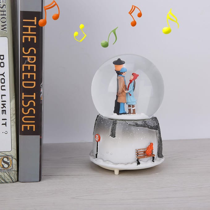 Nieuwigheid Nachtlampje Muzikale Sneeuwbol Muziekdoos Bureau Ornament white