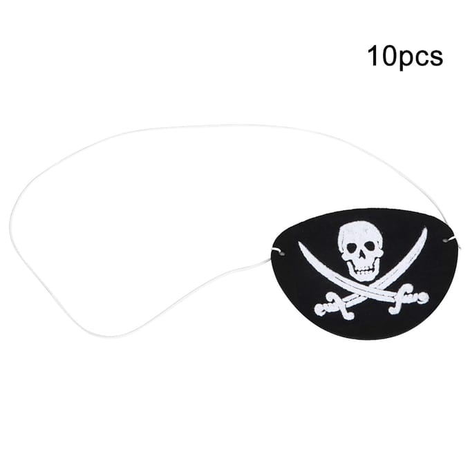 10 STUKS/Zak Halloween Piraat Ooglapje Kostuums Schedel Oogschaduw Cover Masker Piraten Feestartikelen white