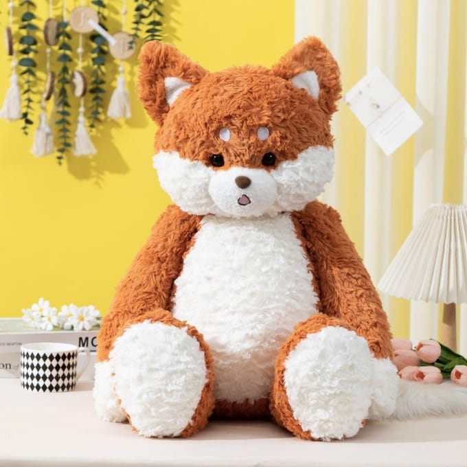Poupée Renard Peluche Créative Petit Renard Mignon Cadeau d'Anniversaire pour Enfants Poupée 78cm