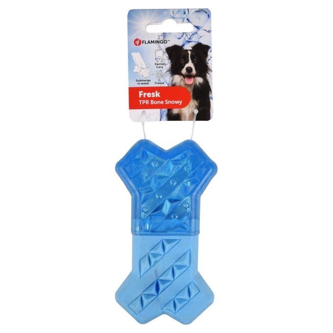 Flamingo hondenspeeltje Snowy Bone, blauw 13,3x7,4x3,8cm hond