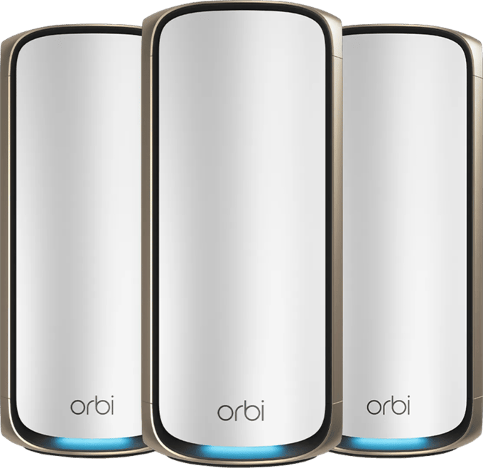 Netgear RBE973S Orbi 970 BE27000 Quad-Band WiFi 7 Mesh System 27Gbps (3-Pack) - Mesh router 802.11a/b/g/n/ac/ax/be (Wi-Fi 7)