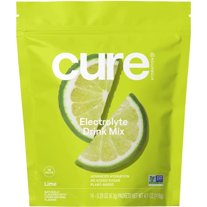 Cure Hydration, Hydraterende Elektrolytenmix, Limoen, 14 pakjes, 0,29 oz (8,3 gram) elk